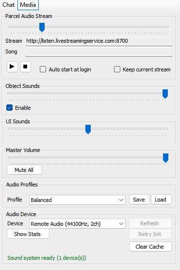 Media tab screenshot